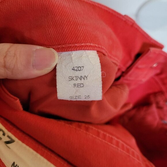 Rag & Bone Skinny Red Raw Distressed Hem Cropped Denim Jeans Pants Size 25 - Picture 10 of 13